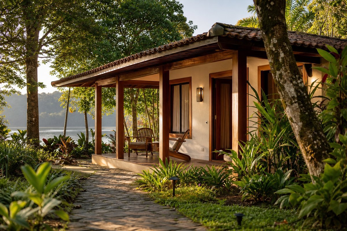 Chalé Premium cercado pela área verde do hotel